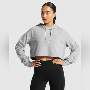 Gymshark Grey Cropped Hoodie - W/Ribbed Panels - Grey S